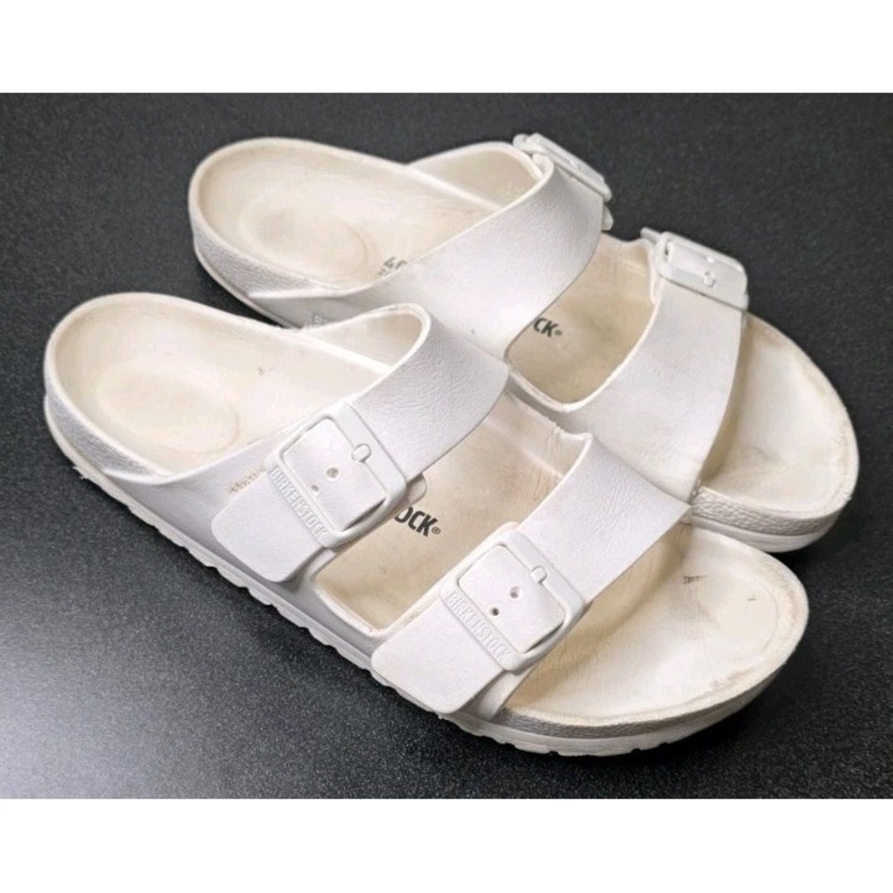 Birkenstock Arizona Essentials Slide Sandal White Buckle Woman 40/9 Beach Pool